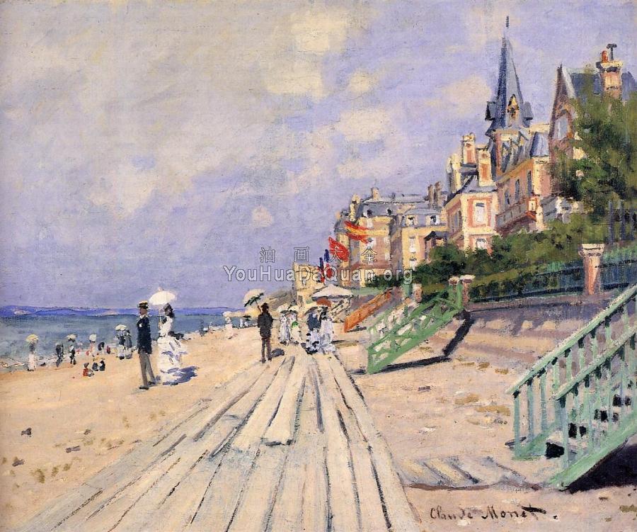 The Boardwalk at Trouville - 克劳德·莫奈